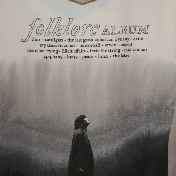 Taylor Swift - Folklore Grey Ombre Hoodie Sweatshirt Size Large - Picture 4 of 5